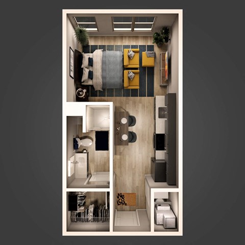 Studio Floor Plan at Adelphi Quarter, Ohio, 43203